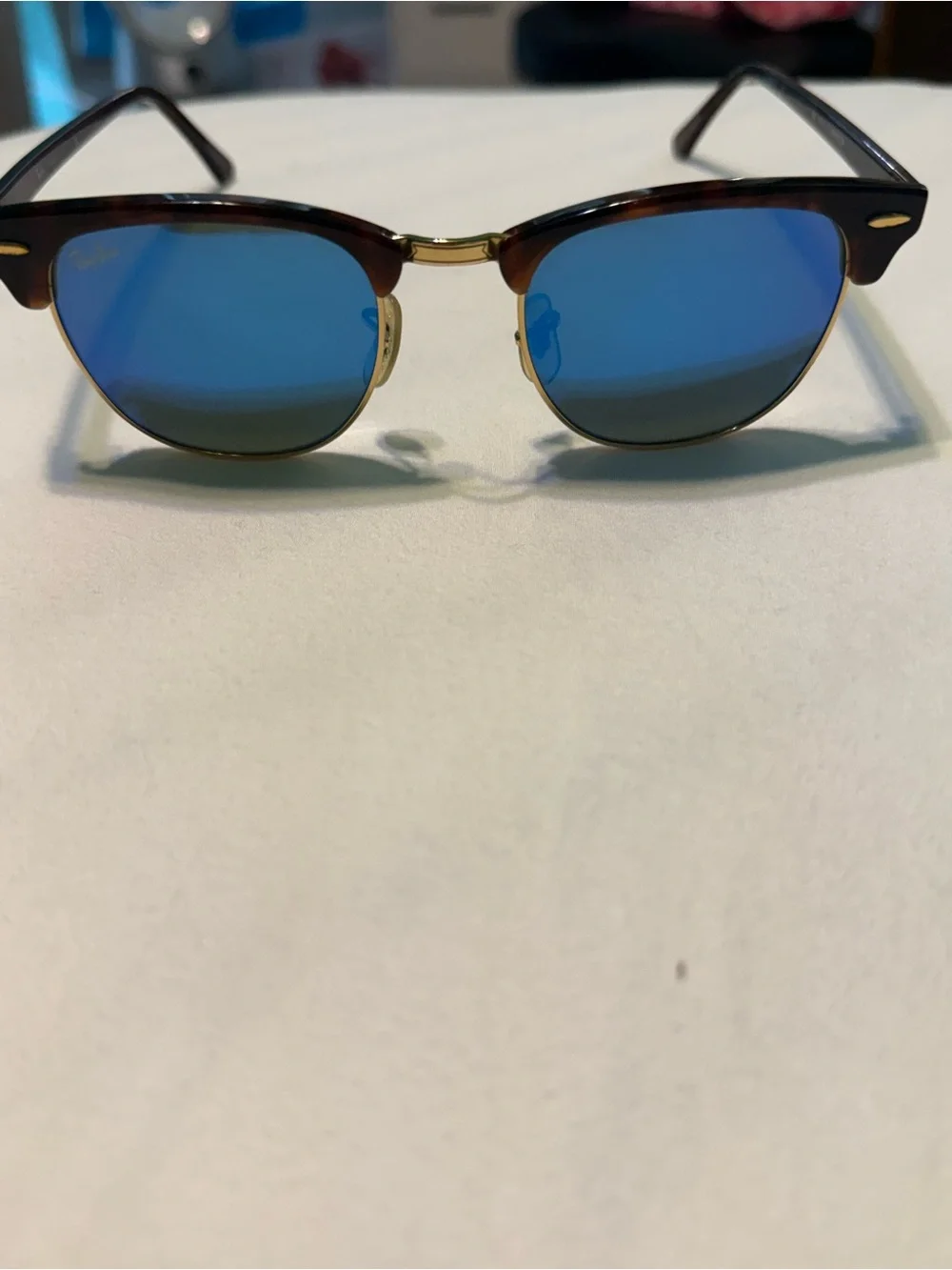 Ray-Ban Clubmaster Sunglasses - Blue Mirror Lenses, Tortoise Frame